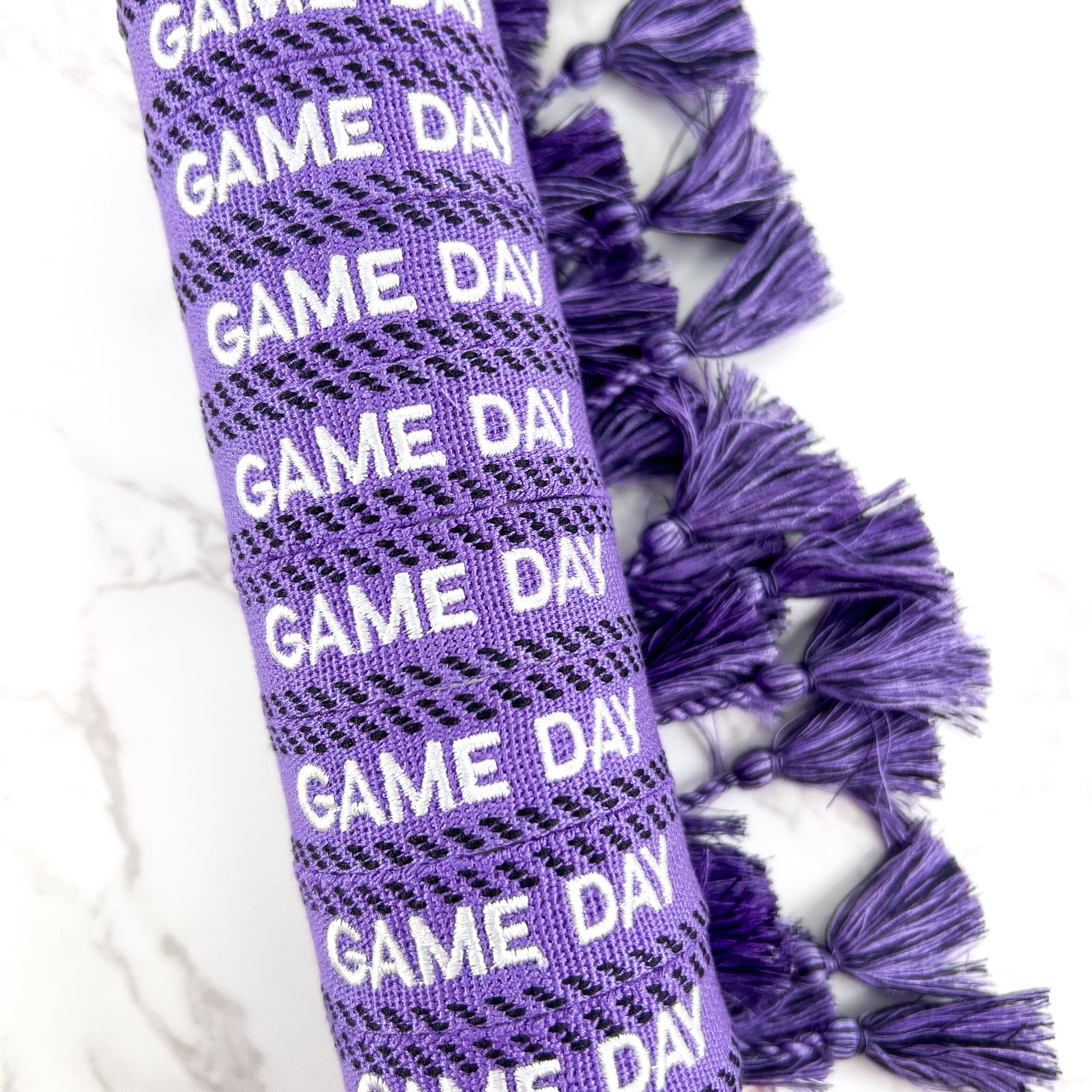 purple game day embroidered bracelet