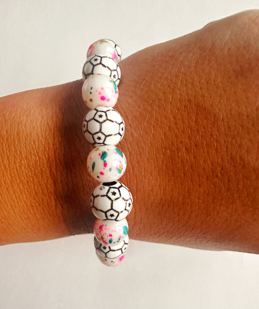 confetti soccer stretchy bracelet
