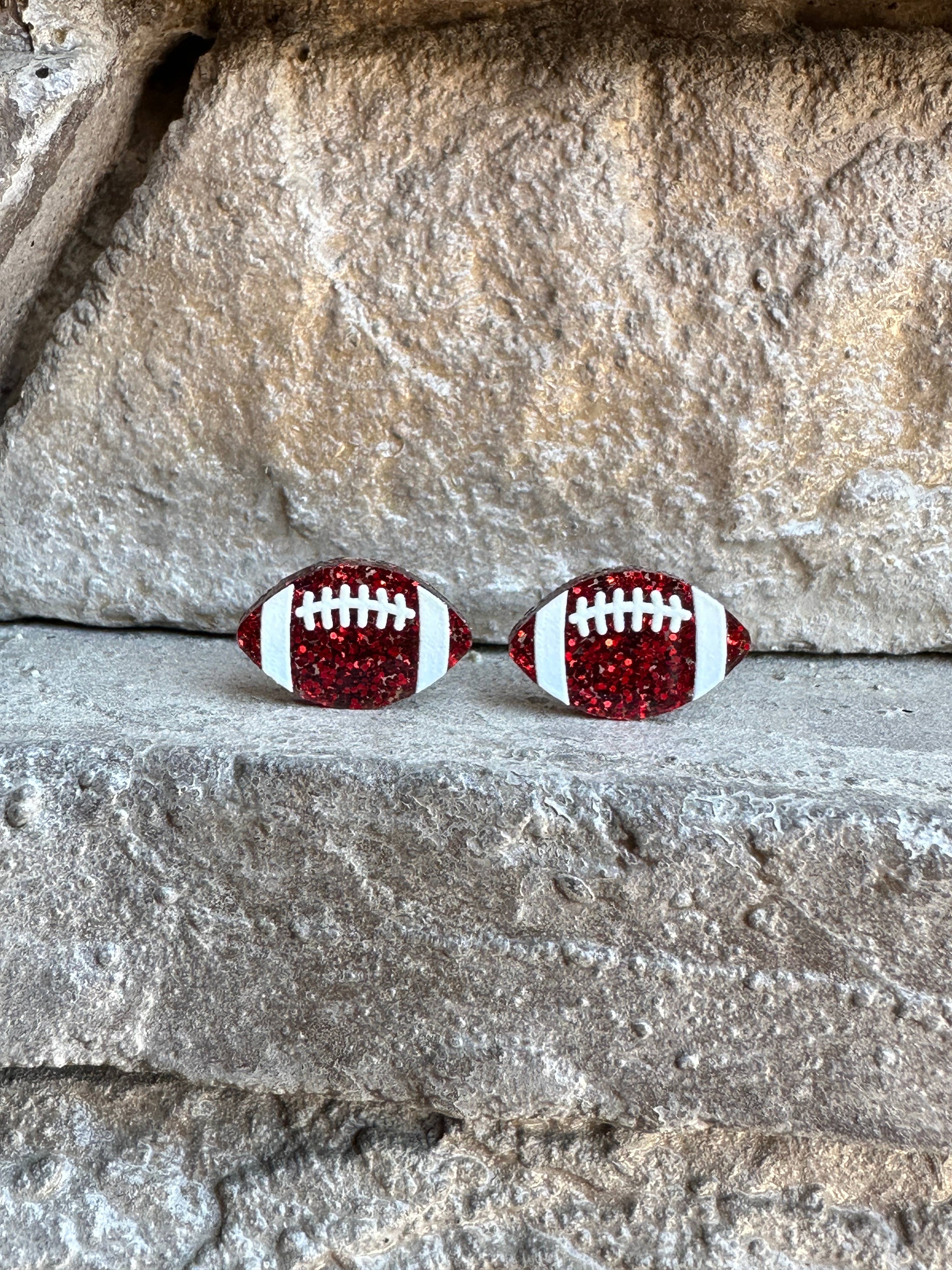 football glitter acrylic stud earrings