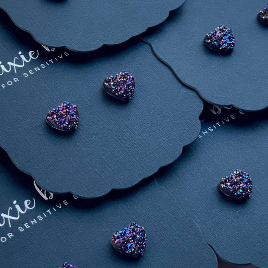 micro druzy hearts in galaxy