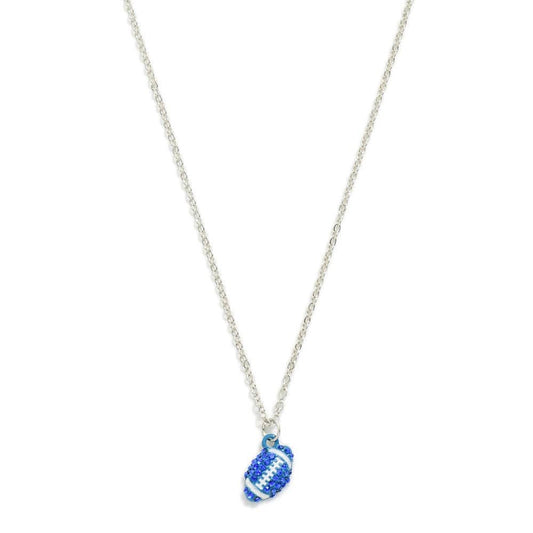 blue rhinestone football necklace