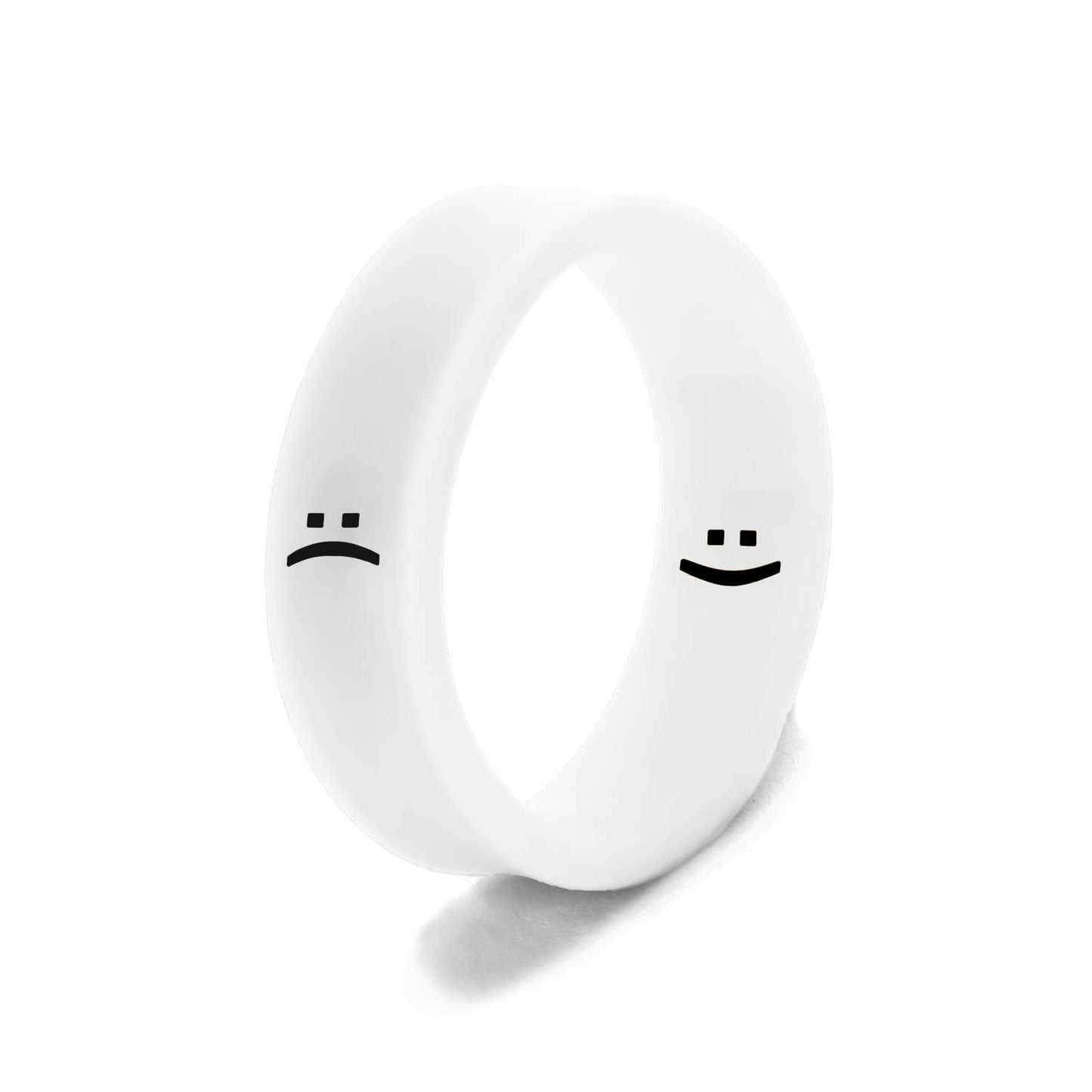 Flip Reversible Smile and Frown Ring - White