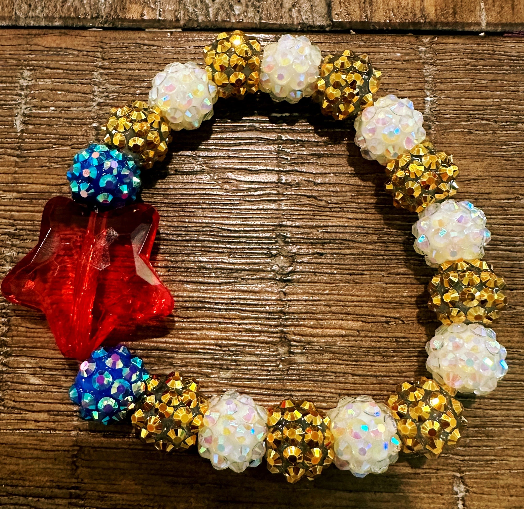 gold/white sparkle patriotic bracelet