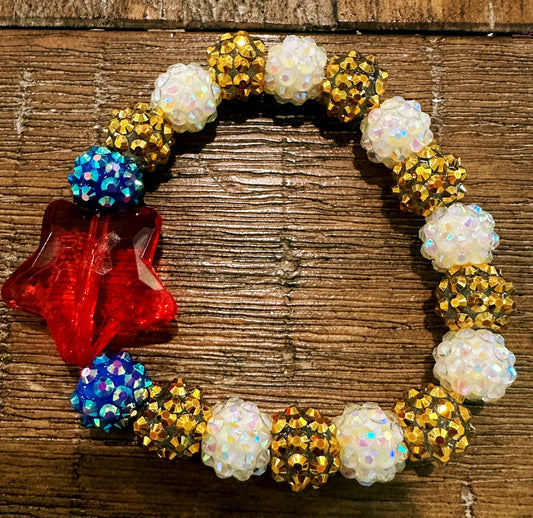 gold/white sparkle patriotic bracelet