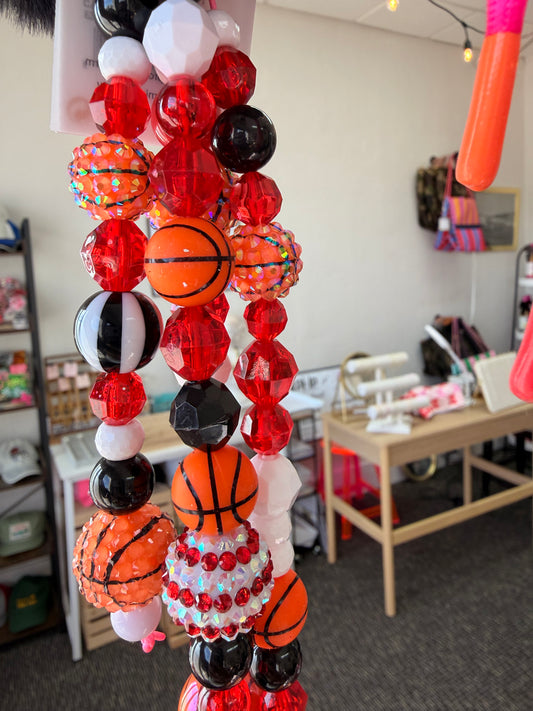 F&J red and black basketball bag charm