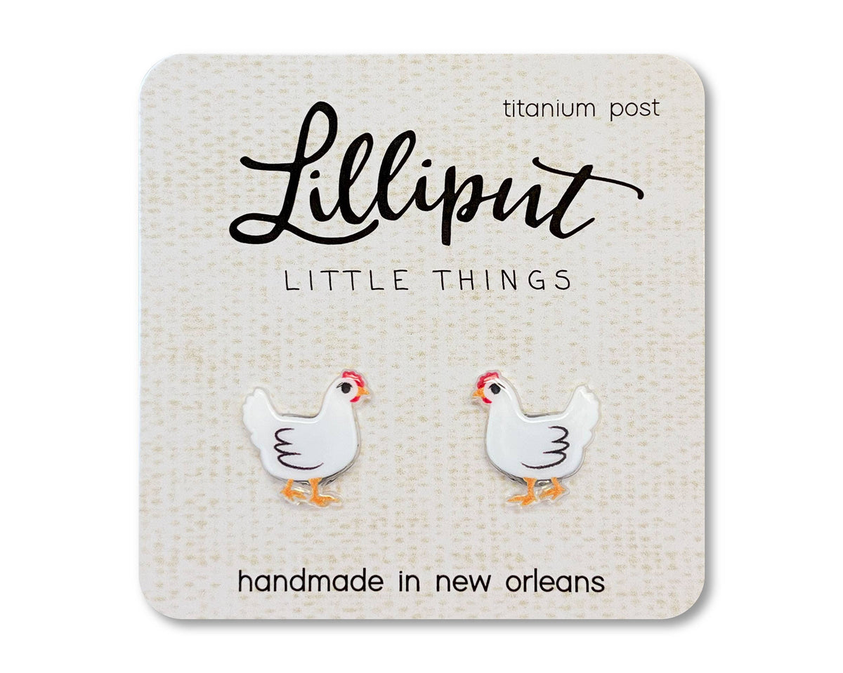 chicken stud earrings