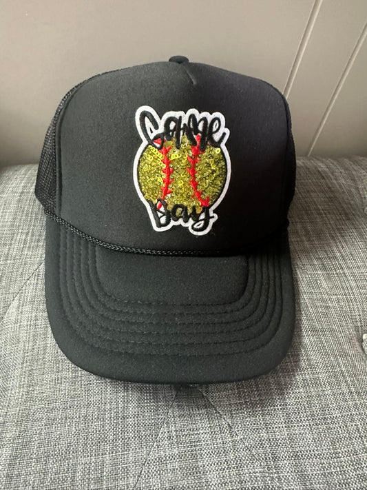 Black Softball Game Day Trucker