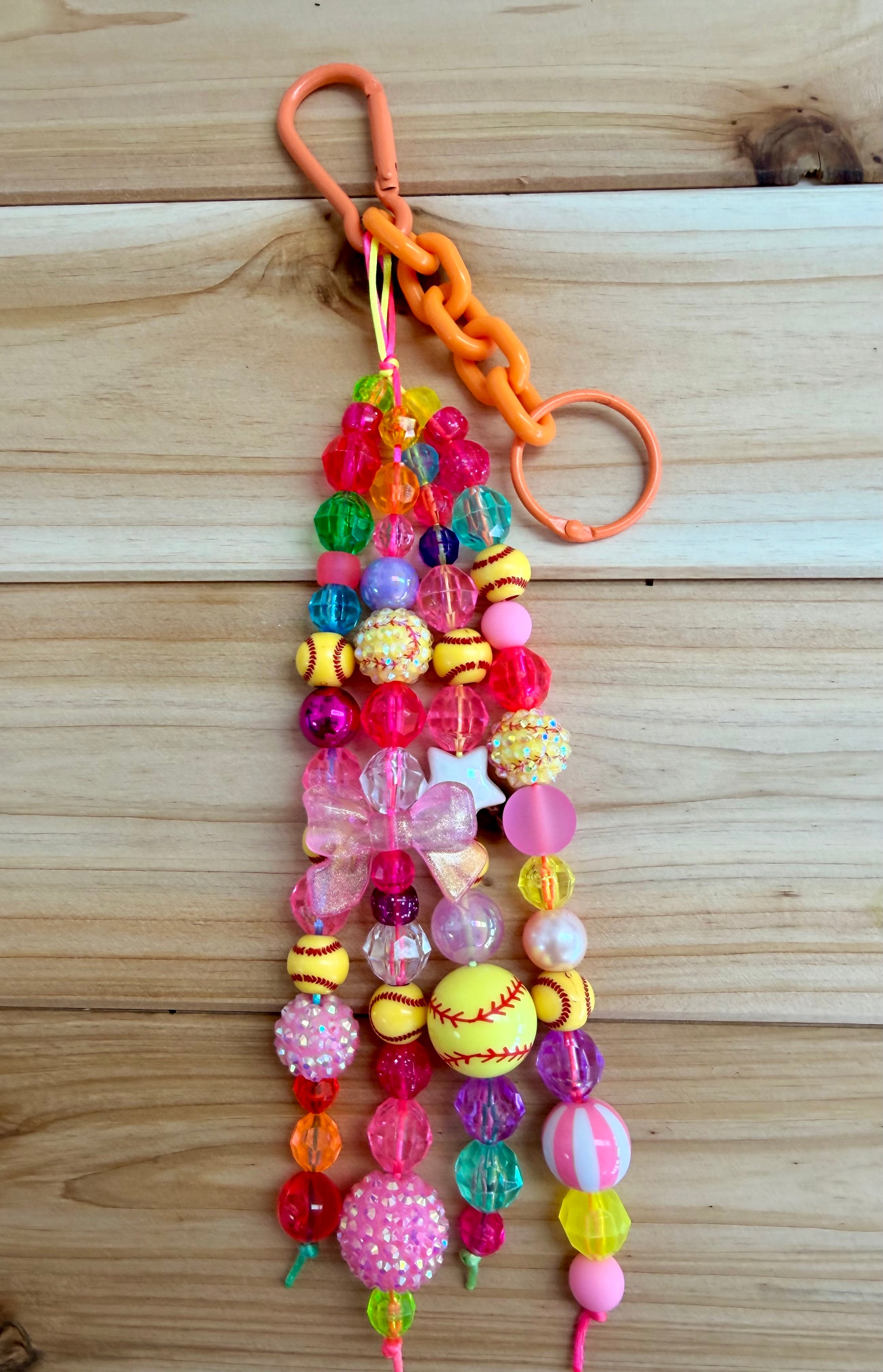 F&J orangey softball good luck bag charm