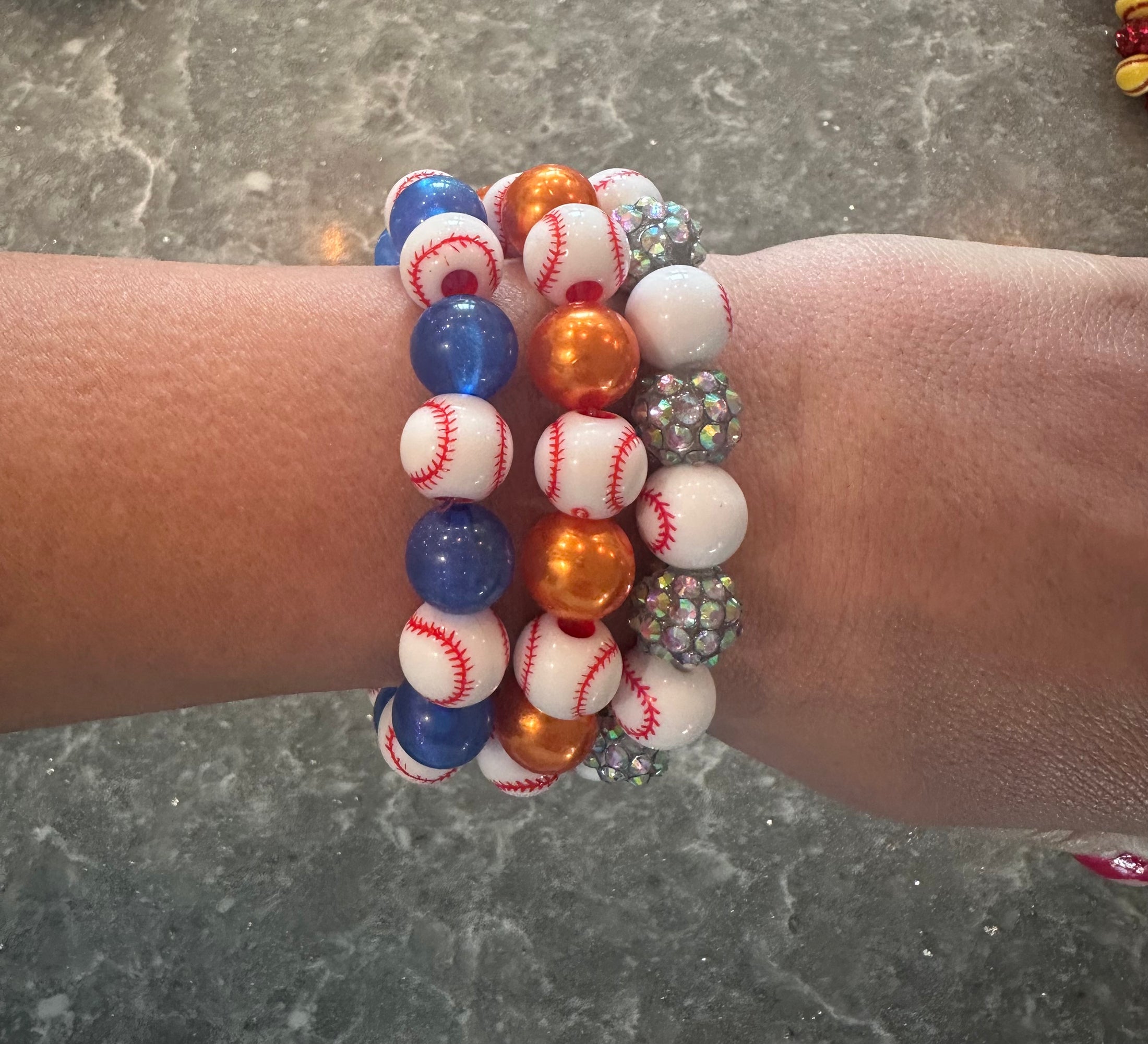 stretchy pearly baseball bracelet
