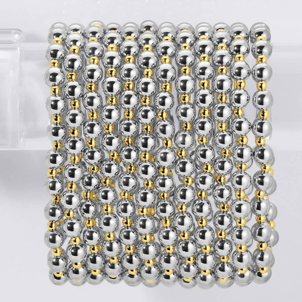 6mm Stretch Bead Bracelet with 3mm Bead Accents