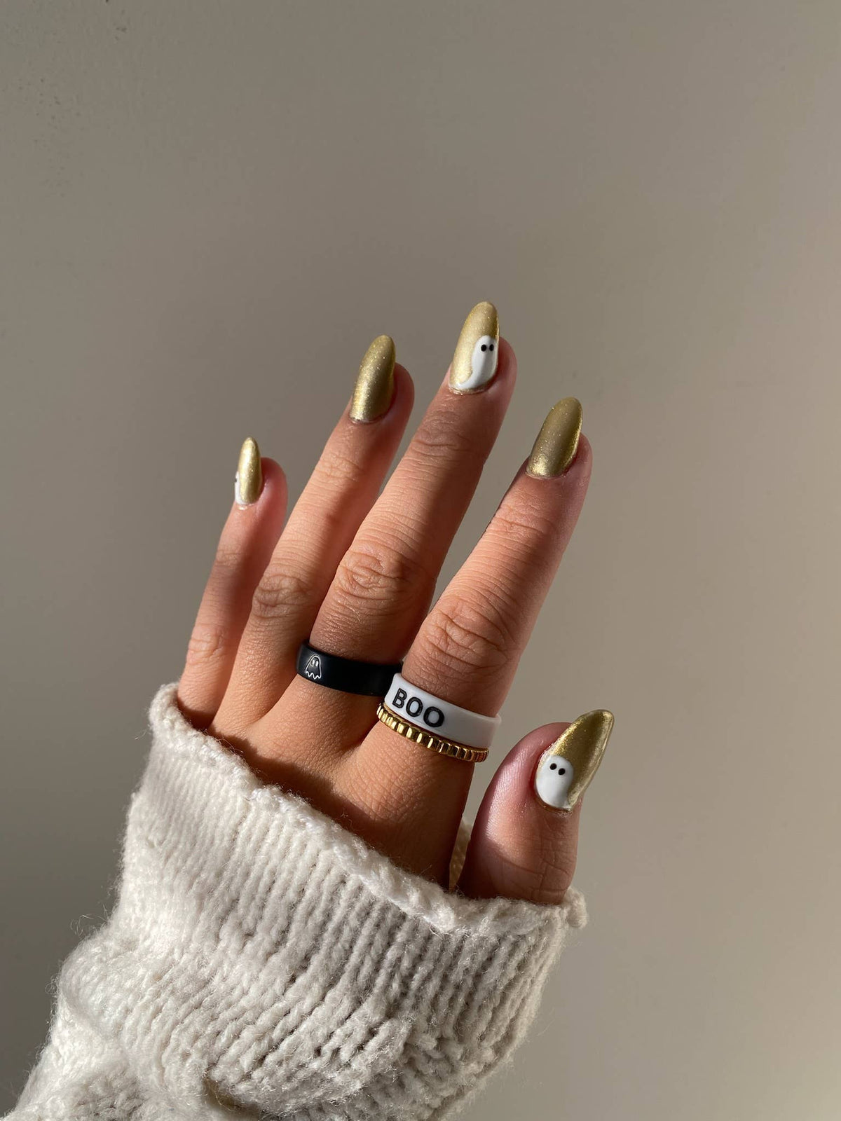 Flip Reversible ghost and spooky ring black ring