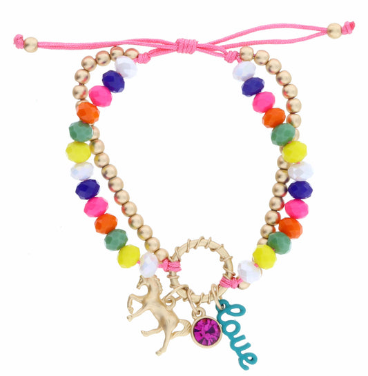 KIDS 2 Strand love charm adjustable bracelet