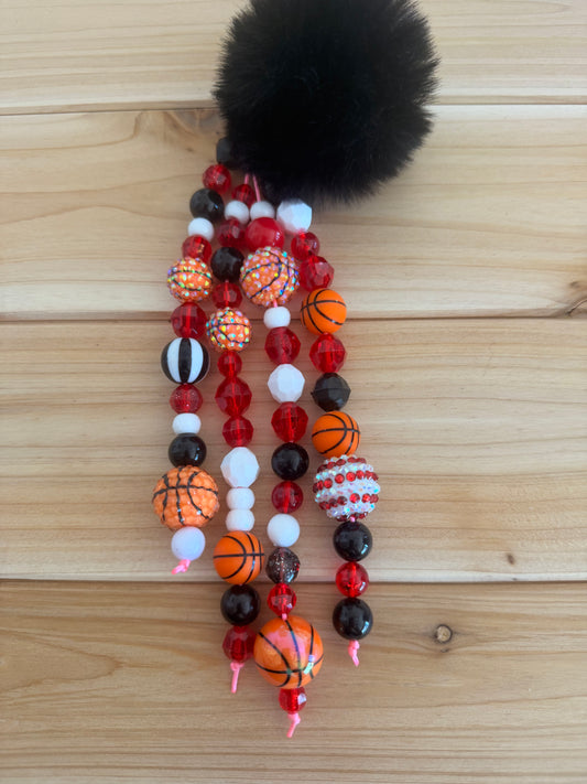 F&J red and black basketball bag charm