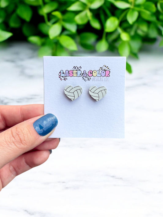volleyball heart acrylic stud earrings