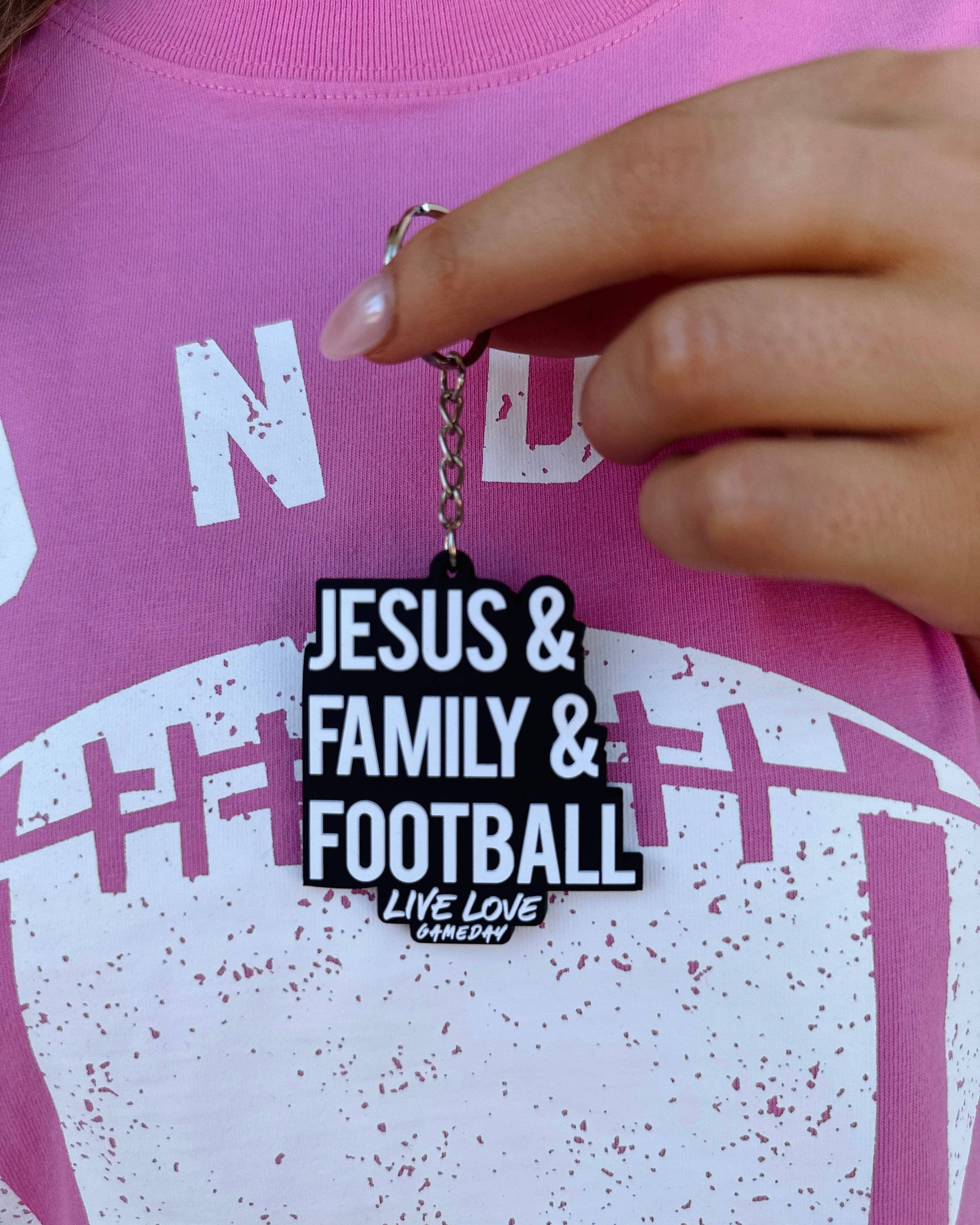 Jesus & family & football keychain