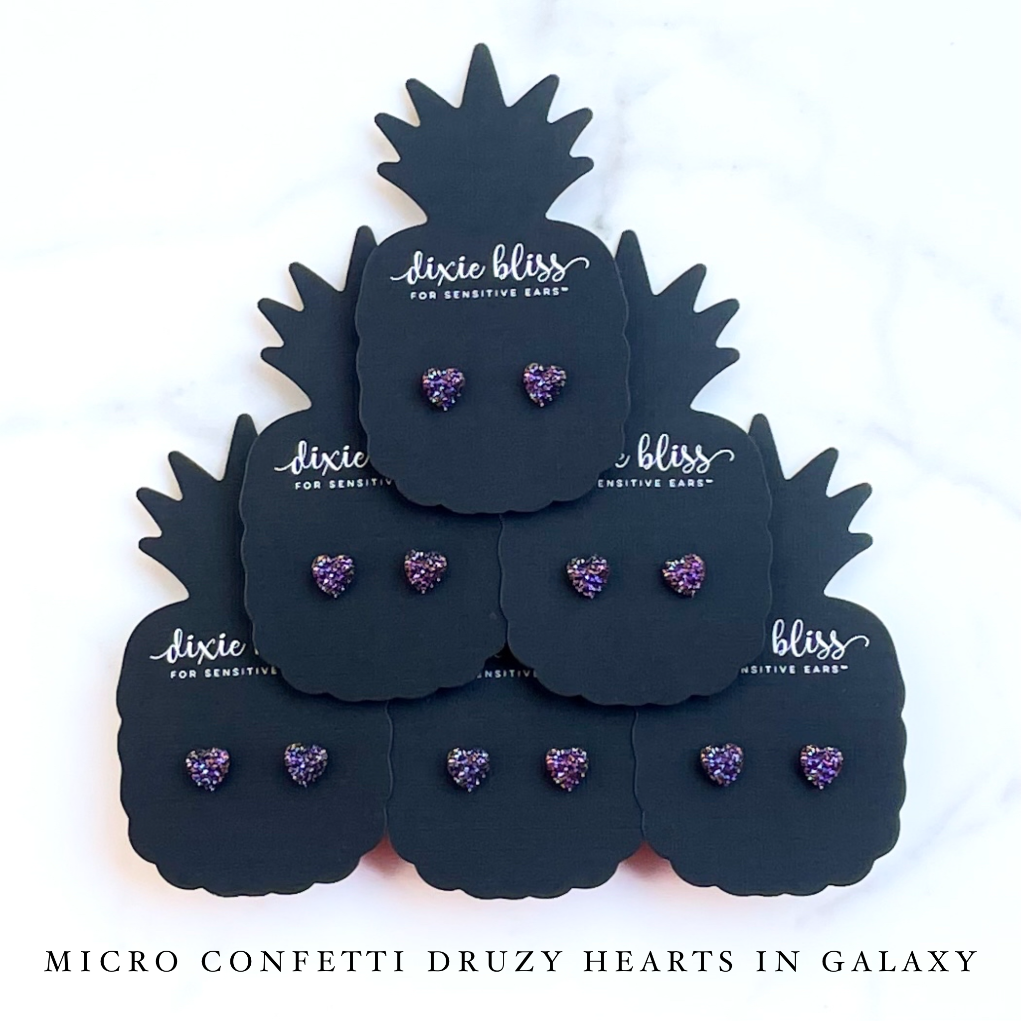 micro druzy hearts in galaxy