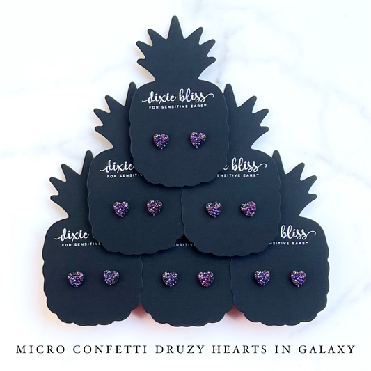 Micro Druzy Hearts in Galaxy