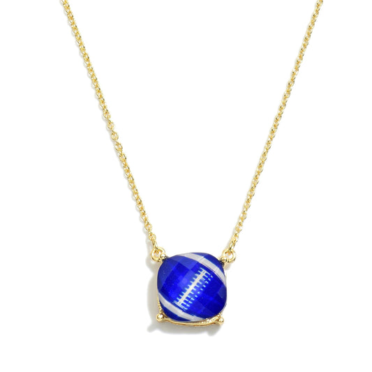 blue football charm pendant necklace