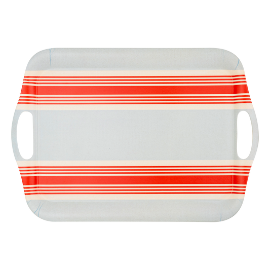 Hamptons Striped Chambray and Red Reusable Bamboo Tray