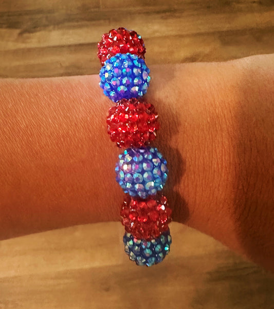 chunky red/blue bubble bracelet