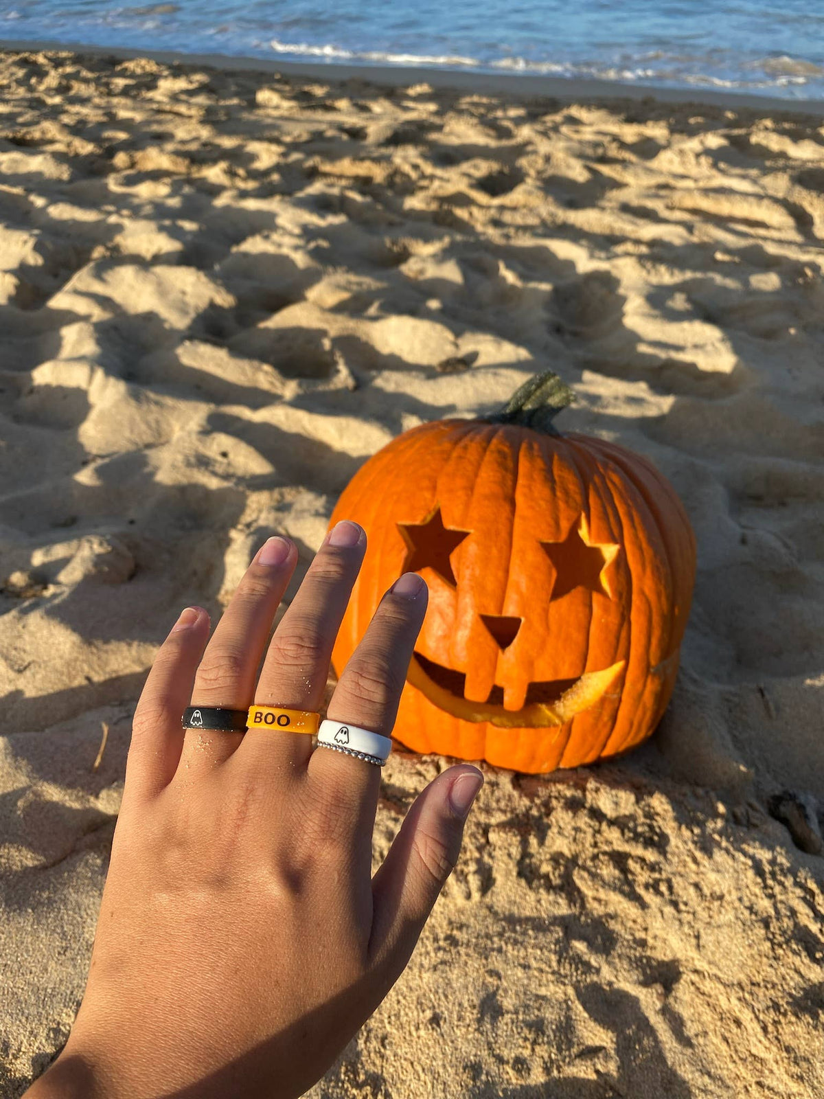 Flip Reversible ghost and spooky ring black ring
