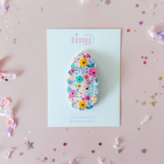 pink summer floral snap clip