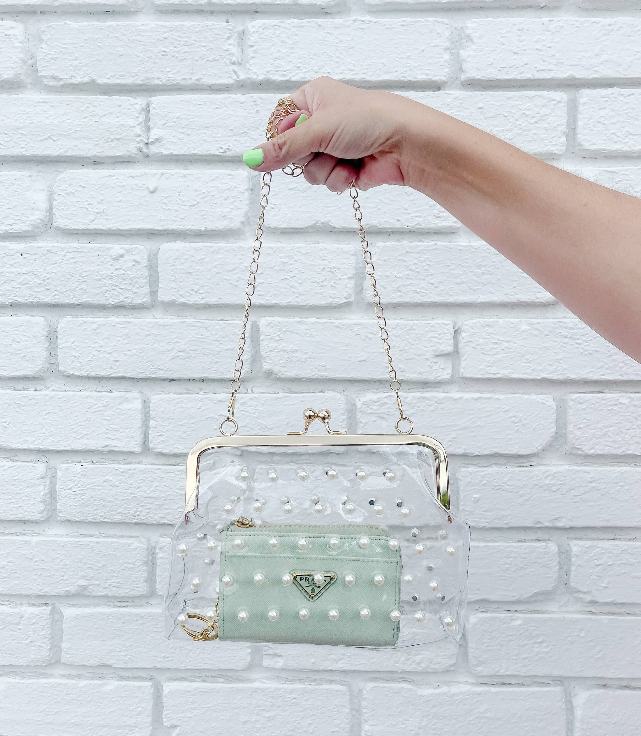 Preppy Clear Stadium Bag, Pearl Clear Bag, Game Day Bag