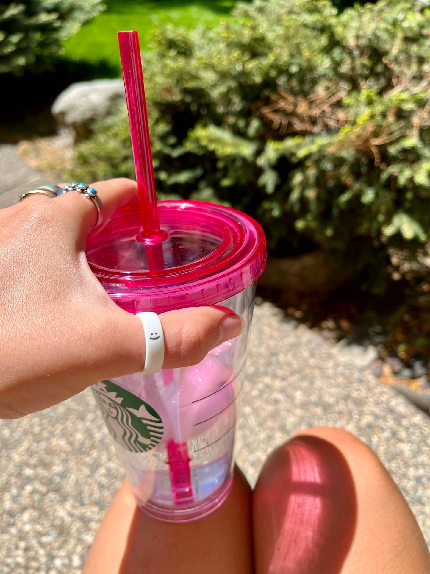 Flip Reversible Smile and Frown Ring - White