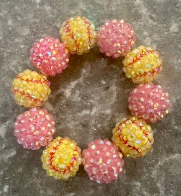 Big Bead Stretchy Softball Bracelet