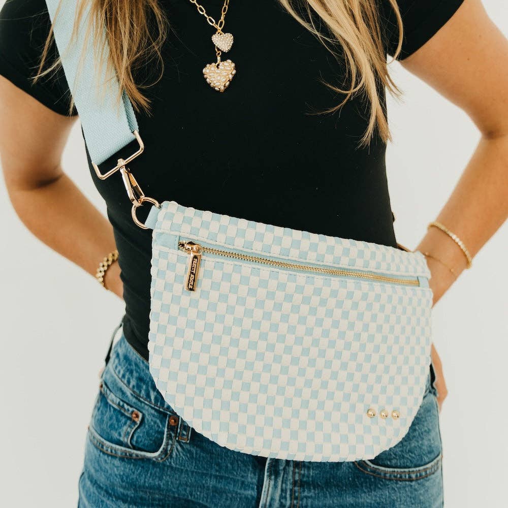 Westlyn Woven Bum Bag - Woven Checkered SKY BLUE