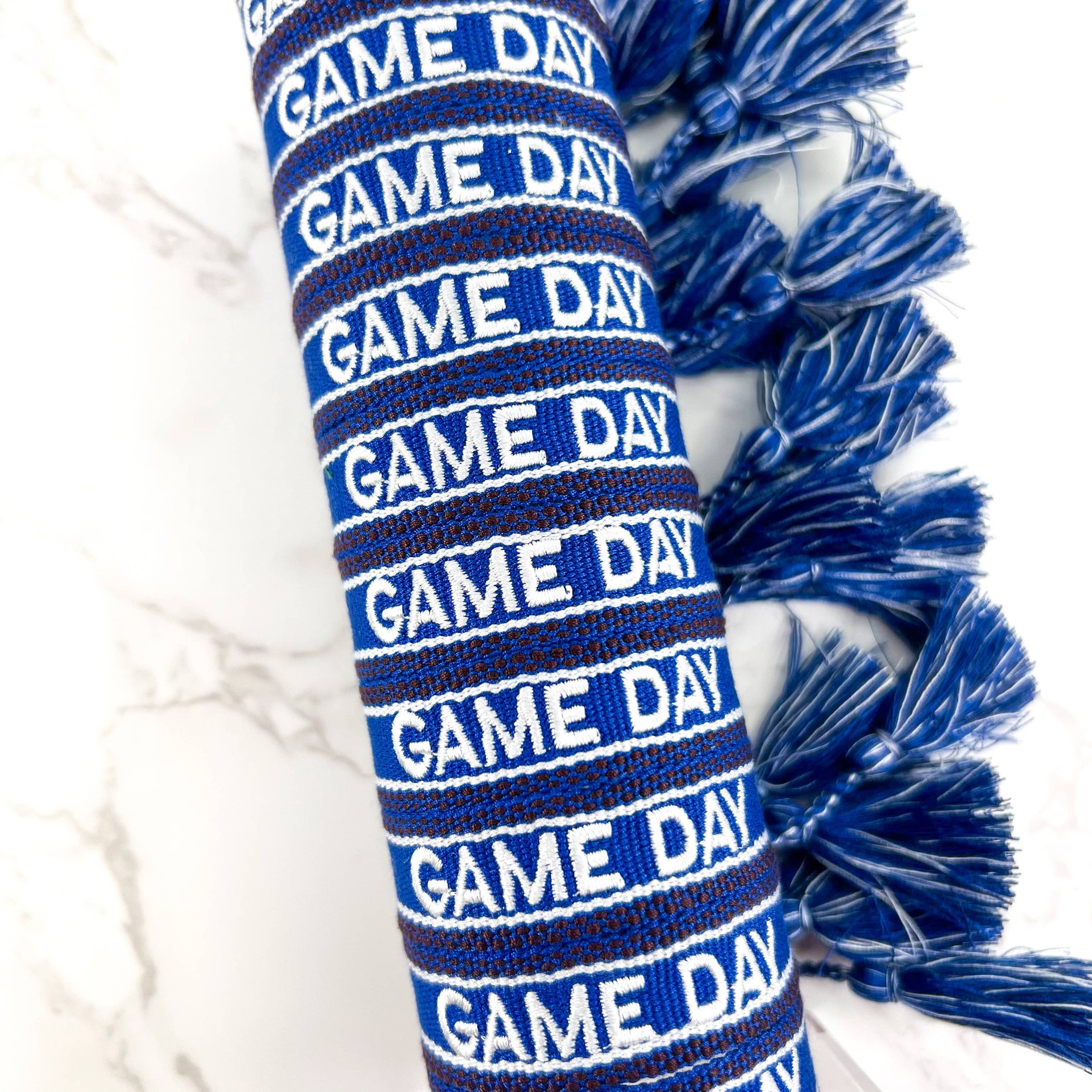 blue game day embroidered bracelet