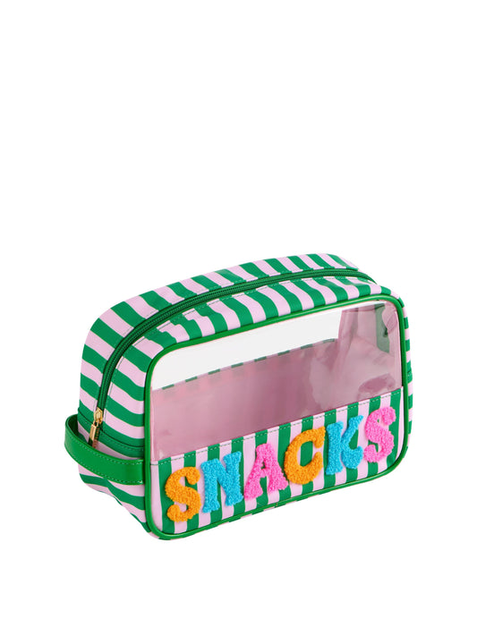 "SNACKS" ZIP POUCH,GREEN