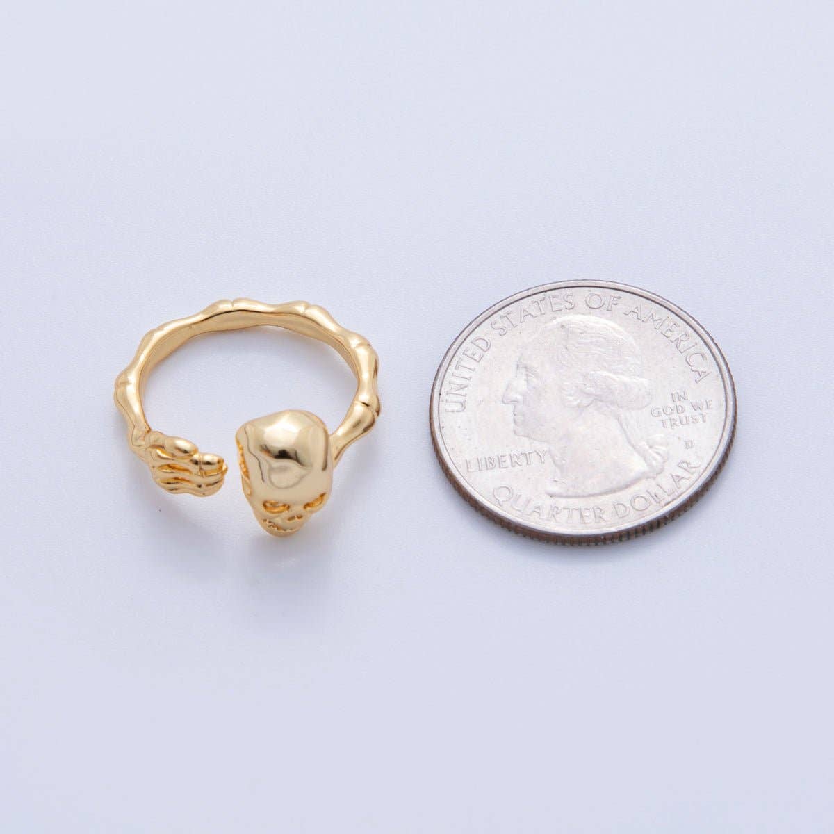 Skeleton Skull Head Molten Claw Wrap Ring