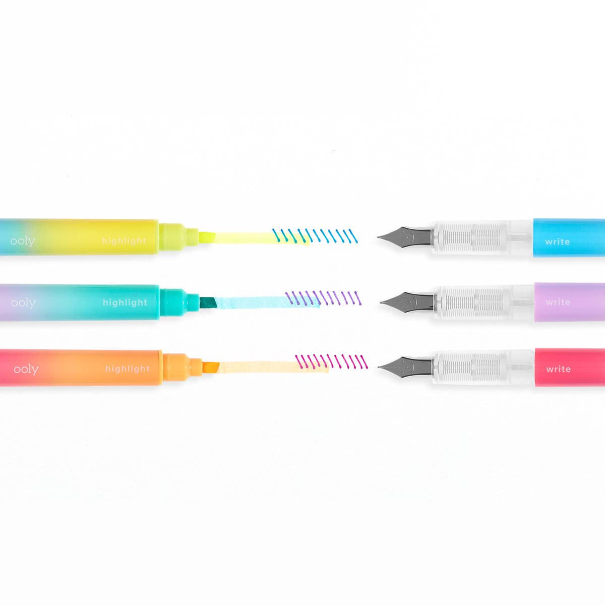 writer's duo double-ended fountain pens + highlighters set