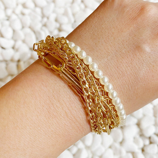 multi chain & pearl bracelet