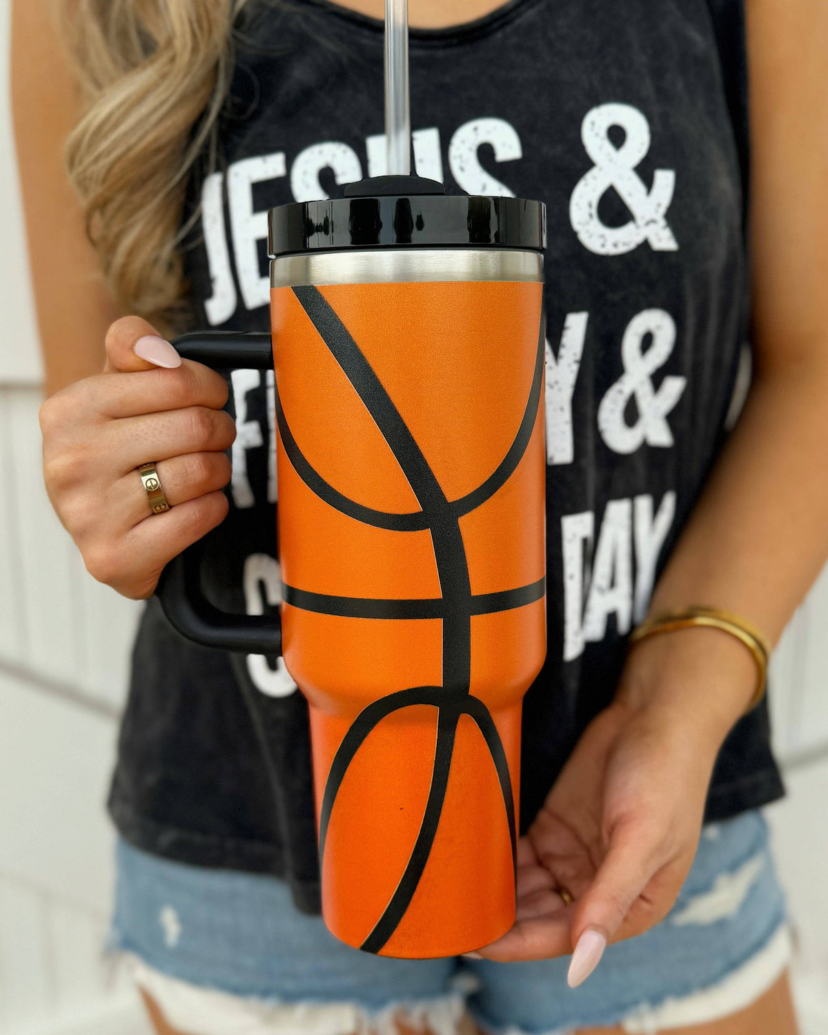 40 oz. basketball tumbler - Florence and Jean
