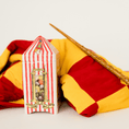 Load image into Gallery viewer, red/gold adult swaddle sports blanket
