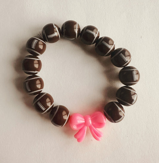 pretty bow KIDS football stretchy bracelet