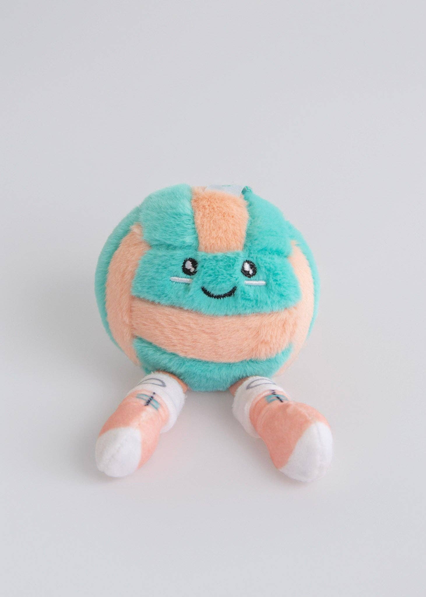 Teal and coral plushie volleyball keychain
