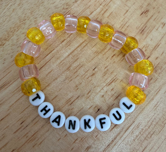 Kids Thankful Thanksgiving stretchy bracelet