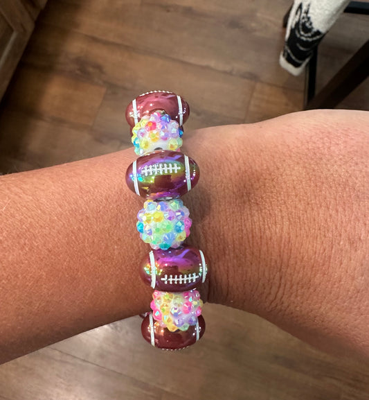 rhinestone confetti football bracelet