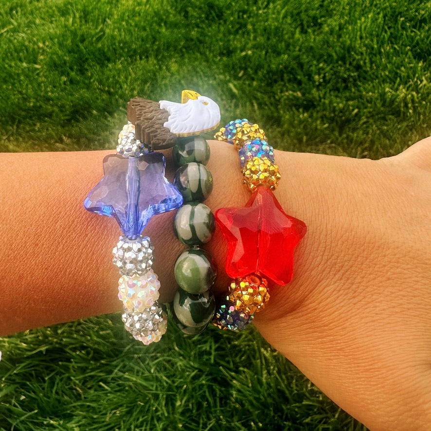 silver sparkles patriotic bracelet
