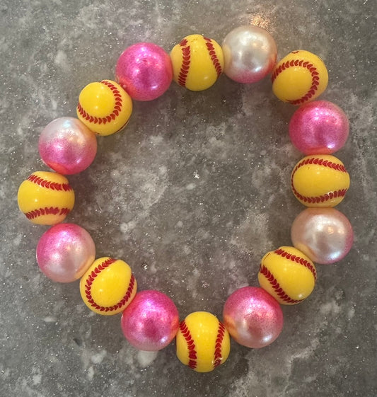 stretchy pearly softball bracelet