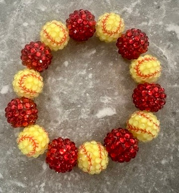 Big Bead Stretchy Softball Bracelet