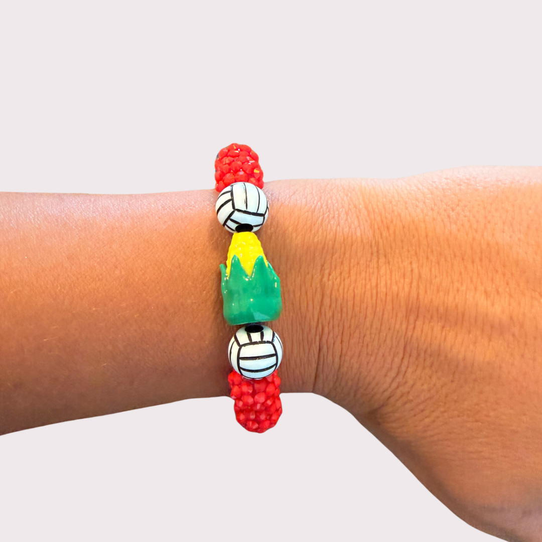 VOLLEYBALL and CORN stretchy bracelet - STACK & RALLY by Florence and Jean