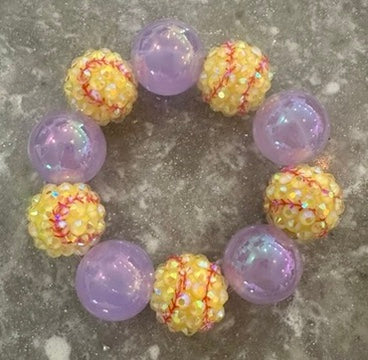 Big Bead Stretchy Softball Bracelet