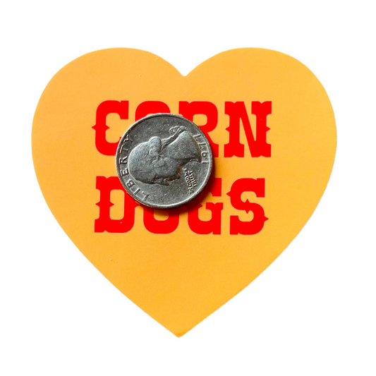 corn dogs heart vinyl sticker