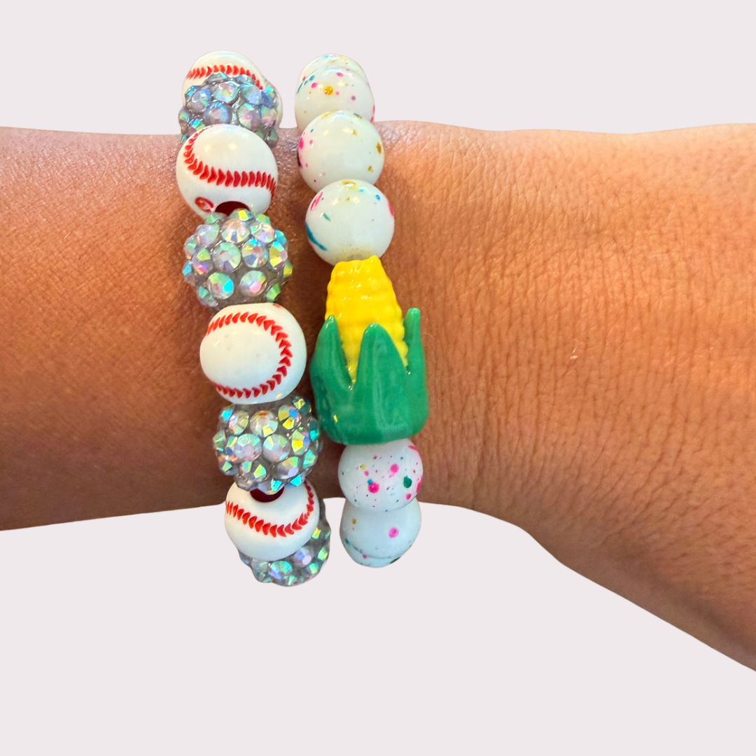 BASEBALL stretchy bracelet - STACK & RALLY by Florence and Jean