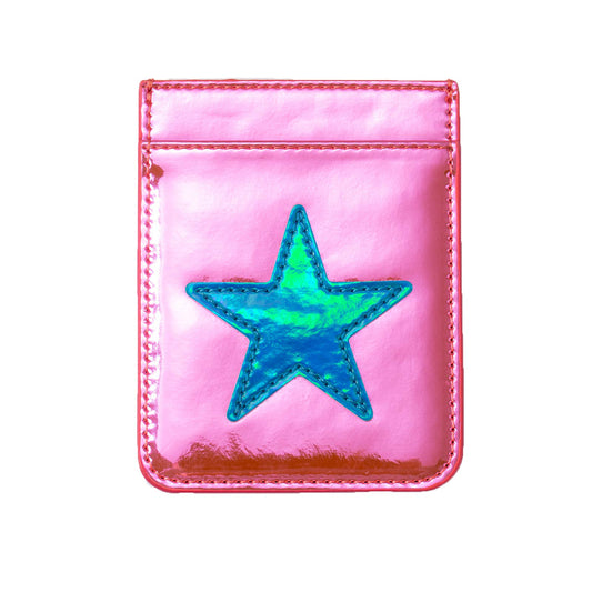 iridescent pink star phone wallet