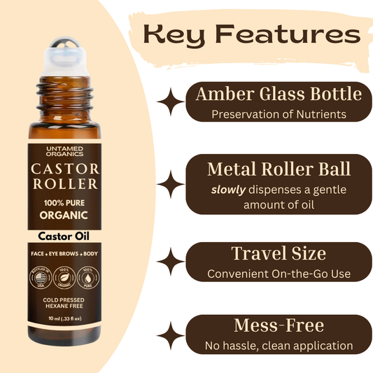Organic Cold Pressed Castor Oil Roller | 10 mL Glass Bottle